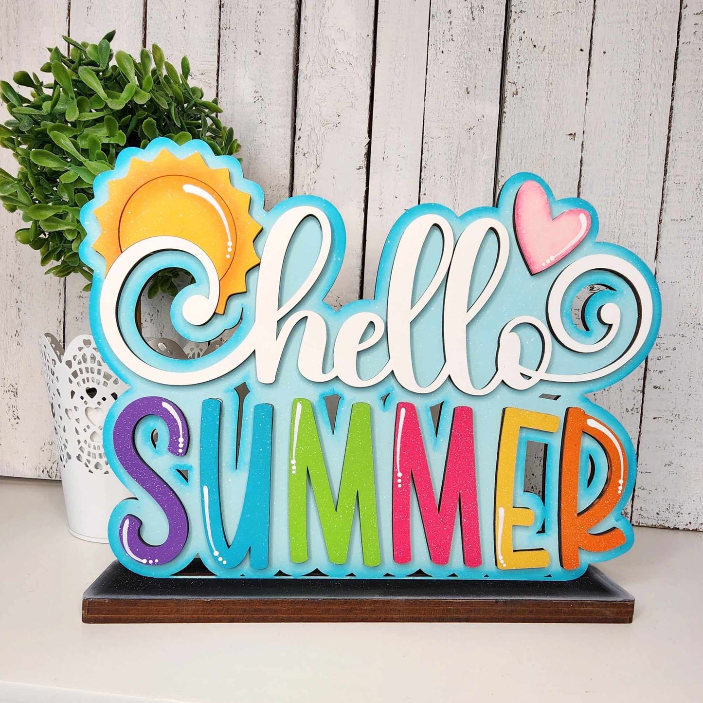 Standing Hello Summer Shelf Sitter DIY Wood Blanks Kit