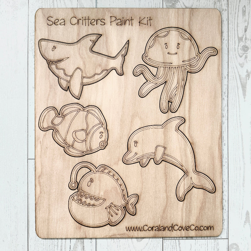 DIY Wood Painting Kit – Sea Critters Kids Craft for Beginners