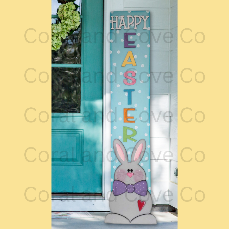 Decorative Easter sign with a bunny and 'Happy Easter' text craft kit