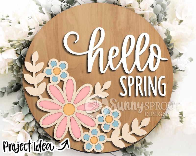 Hello Spring Door Hanger DIY Wood Blanks Kit
