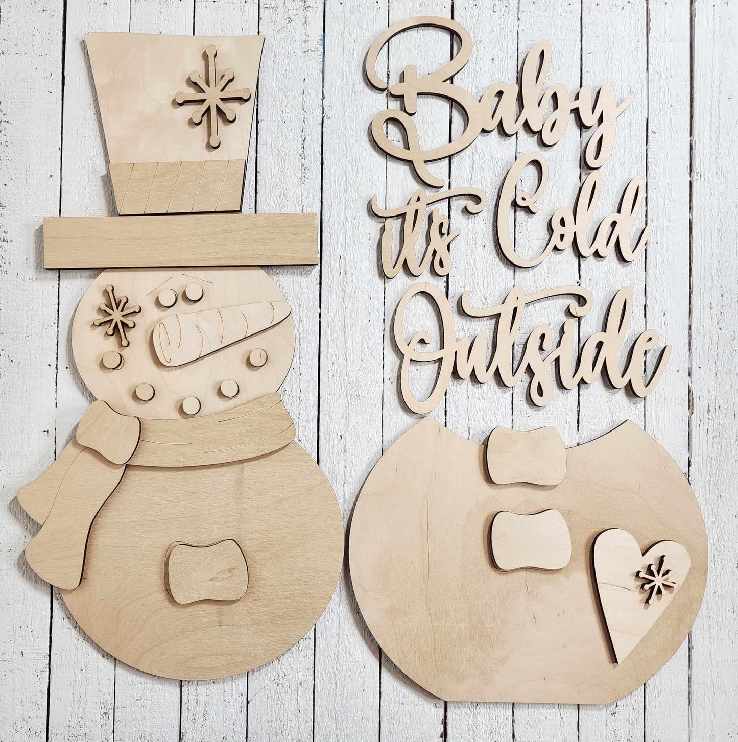 Snowman Porch Sign DIY Wood Blanks Kit