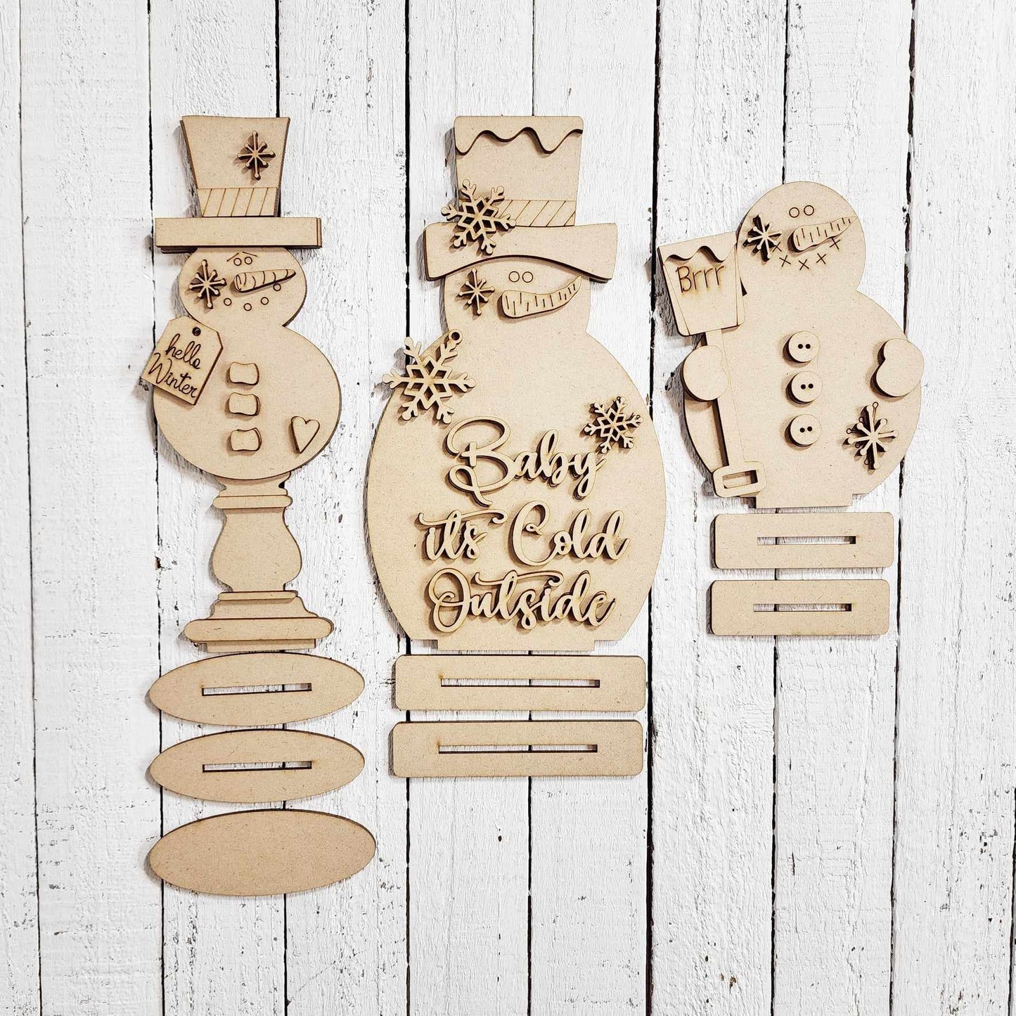 Snowman Family DIY Wood Blanks Kit