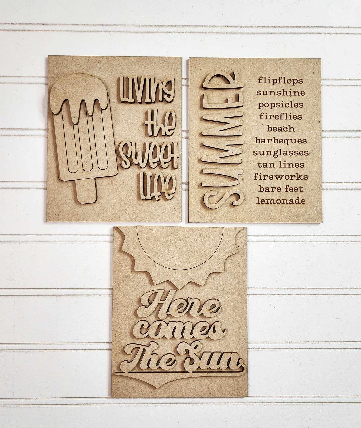 Summer Sign Trio DIY Wood Blanks. Kit
