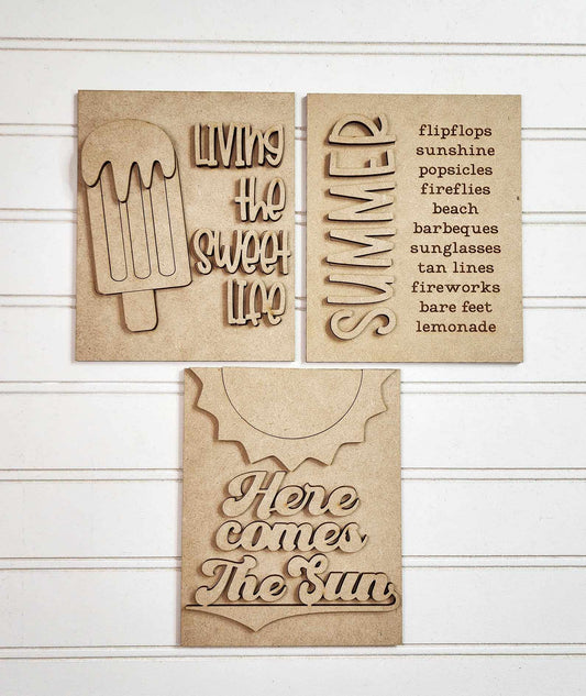 Summer Sign Trio DIY Wood Blanks. Kit