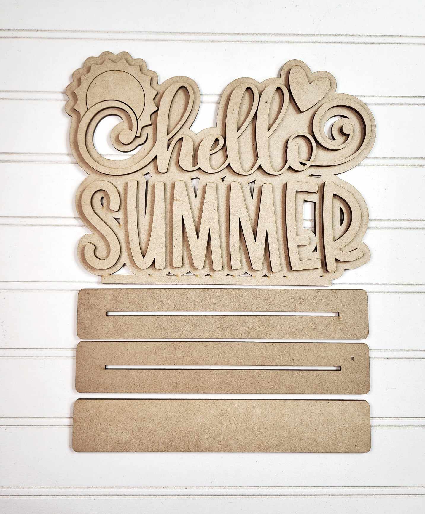 Standing Hello Summer Shelf Sitter DIY Wood Blanks Kit
