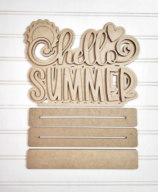 Standing Hello Summer Shelf Sitter DIY Wood Blanks Kit