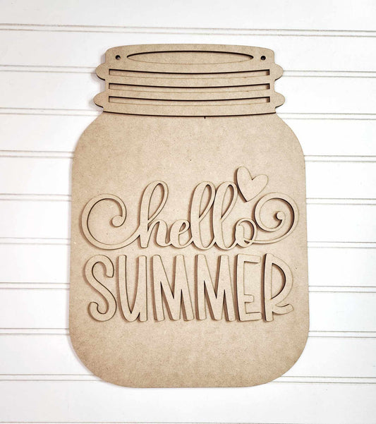 Hello Summer Mason Jar Door Hanger DIY Wood Blanks Kit