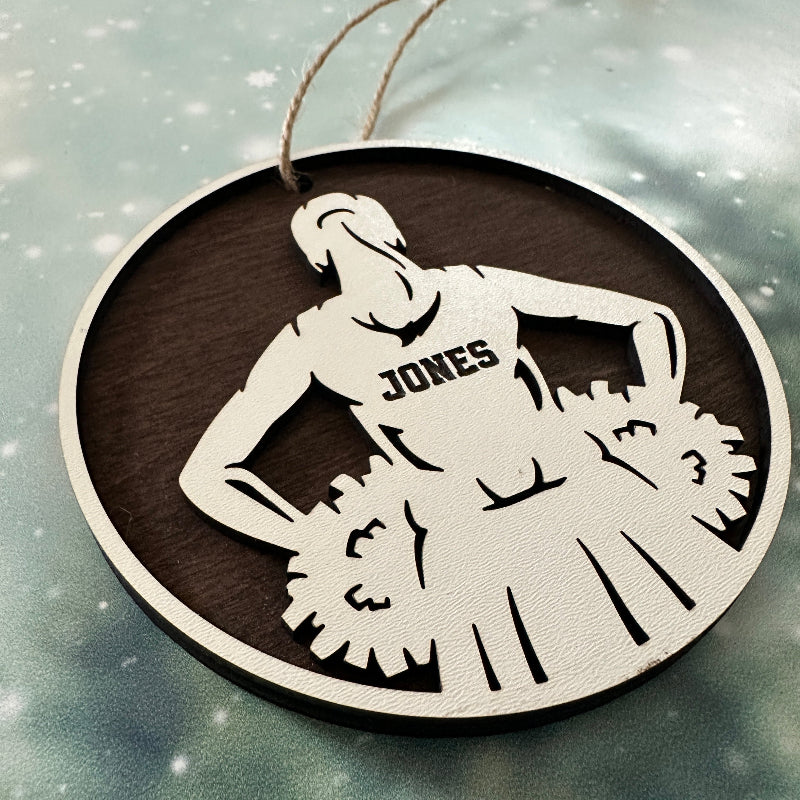Custom Cheerleader with Pom Poms Ornament