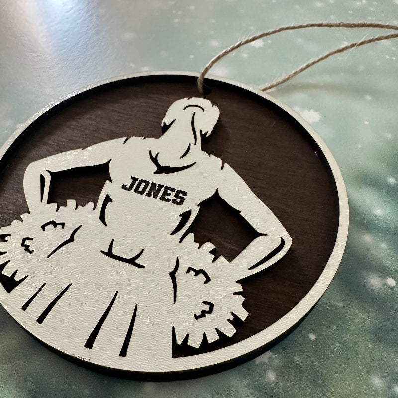 Custom Cheerleader with Pom Poms Ornament