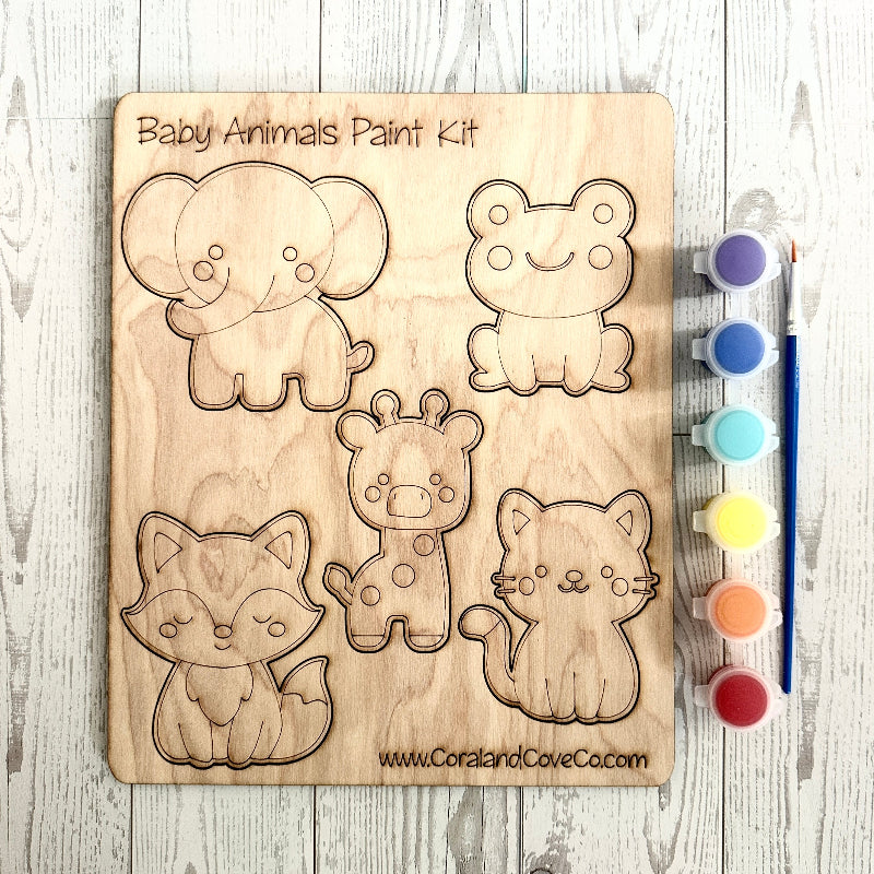 DIY Wood Painting Kit – Baby Animals Kids Craft for Beginners