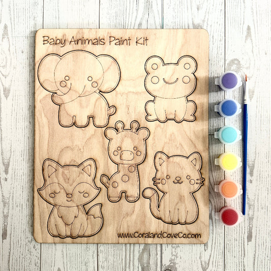 DIY Wood Painting Kit – Baby Animals Kids Craft for Beginners