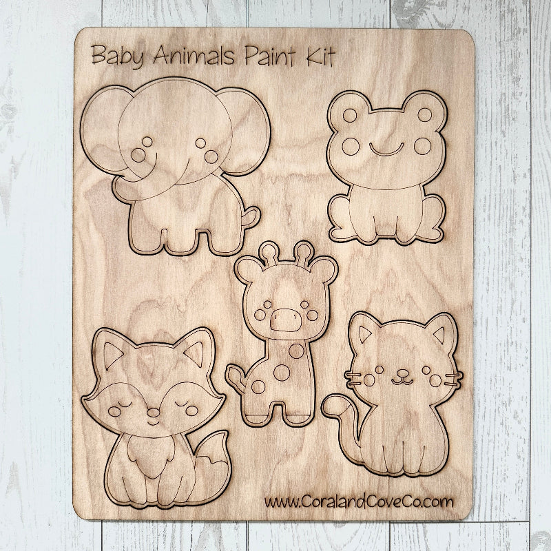 DIY Wood Painting Kit – Baby Animals Kids Craft for Beginners