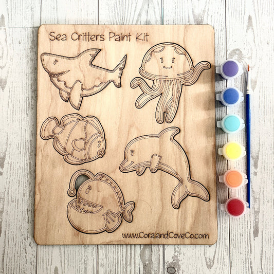 DIY Wood Painting Kit – Sea Critters Kids Craft for Beginners