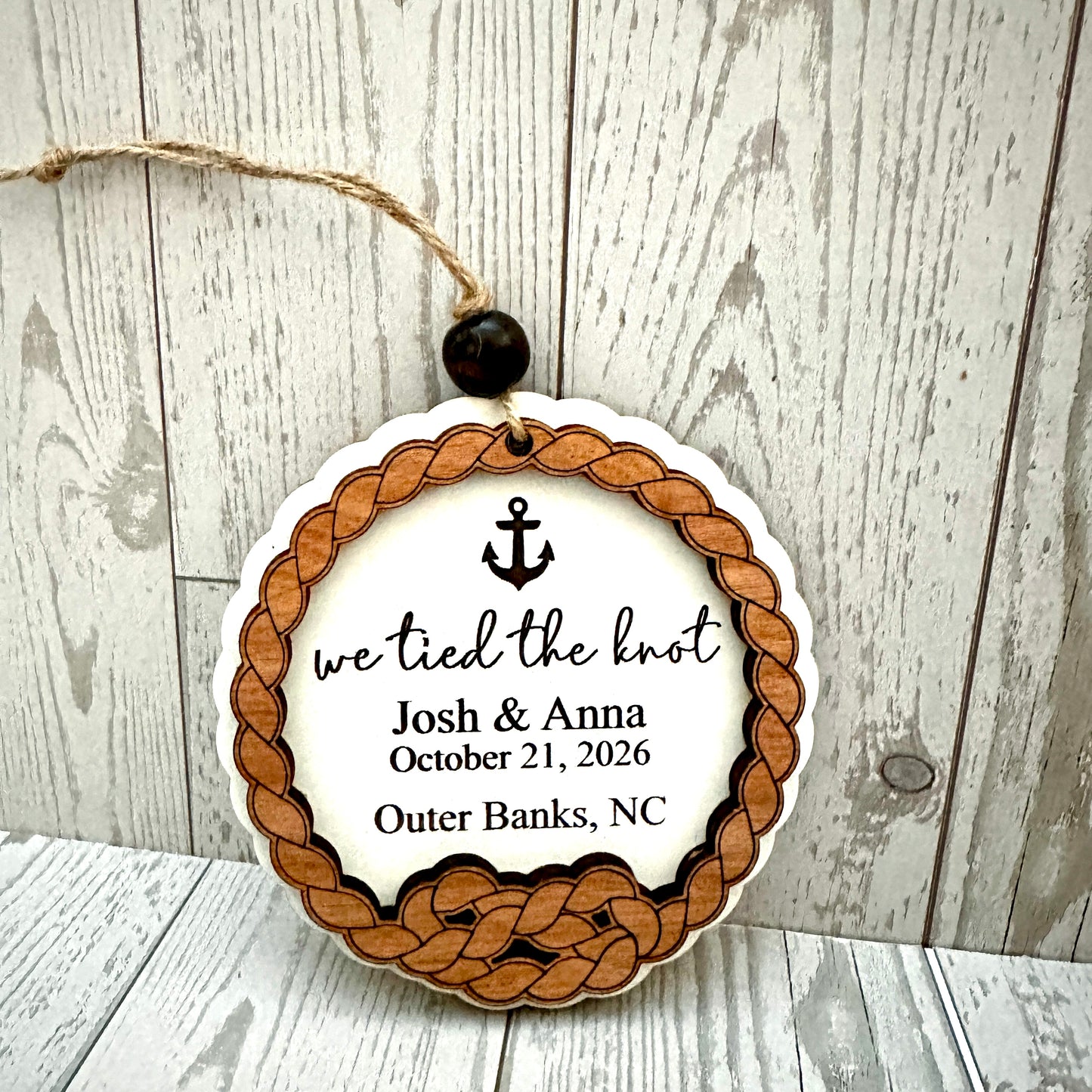 Personalized “we tied the knot” Wedding Ornament