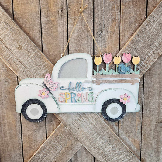 Hello Spring Truck DIY Wood Blanks Kit