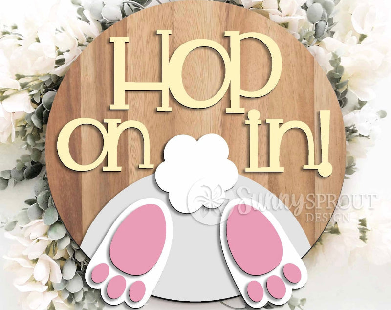 Hop On In Easter Door Hanger DIY Wood Blanks Kit
