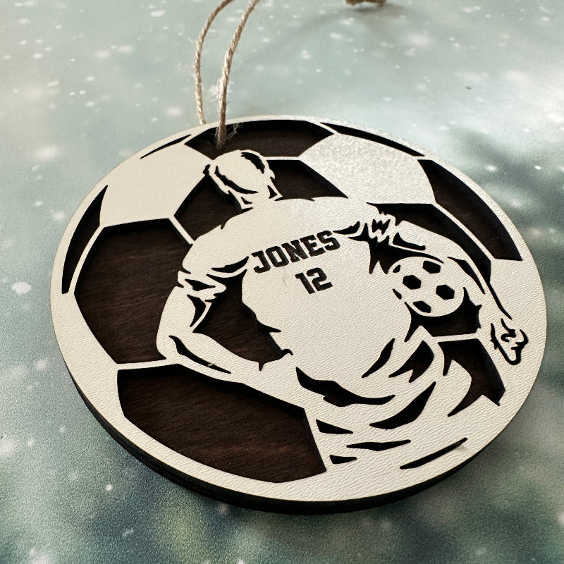 Soccer Player Wood Ornament Male